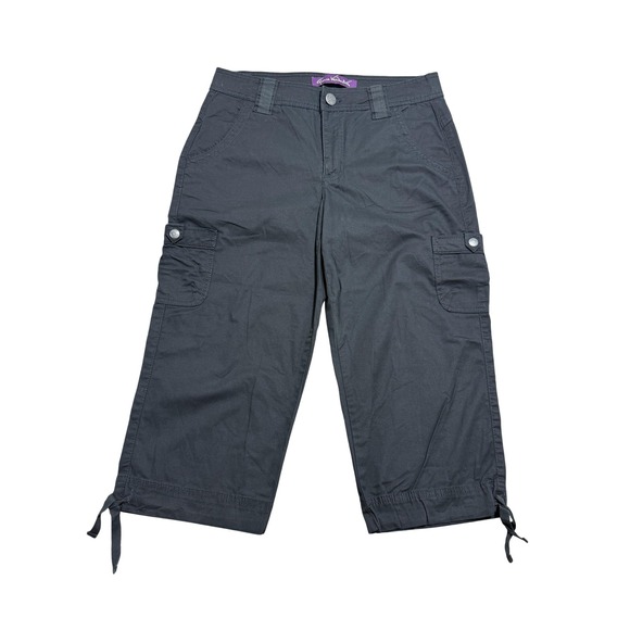 Gloria Vanderbilt Capri Pants Womens 6 Black Corey Cargo Drawstring Stretch - Picture 1 of 11